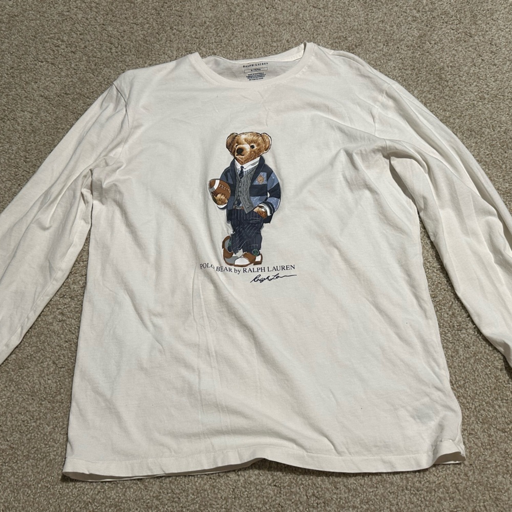 Polo by Ralph Lauren Kids White Long Sleeve Bear Tee